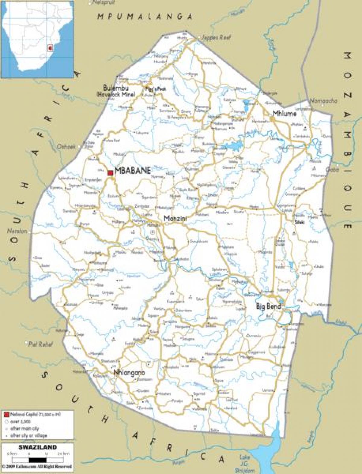 Карта мбабане Свазиленд