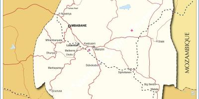 Карта нхлангано Свазиленд