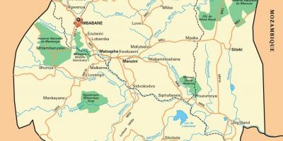Долината на эзулвини Свазиленд картата